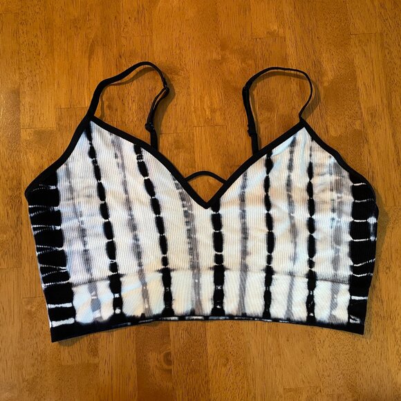 NWOT Size XL Xhilaration black white tie dye seamless bralett - Picture 1 of 7